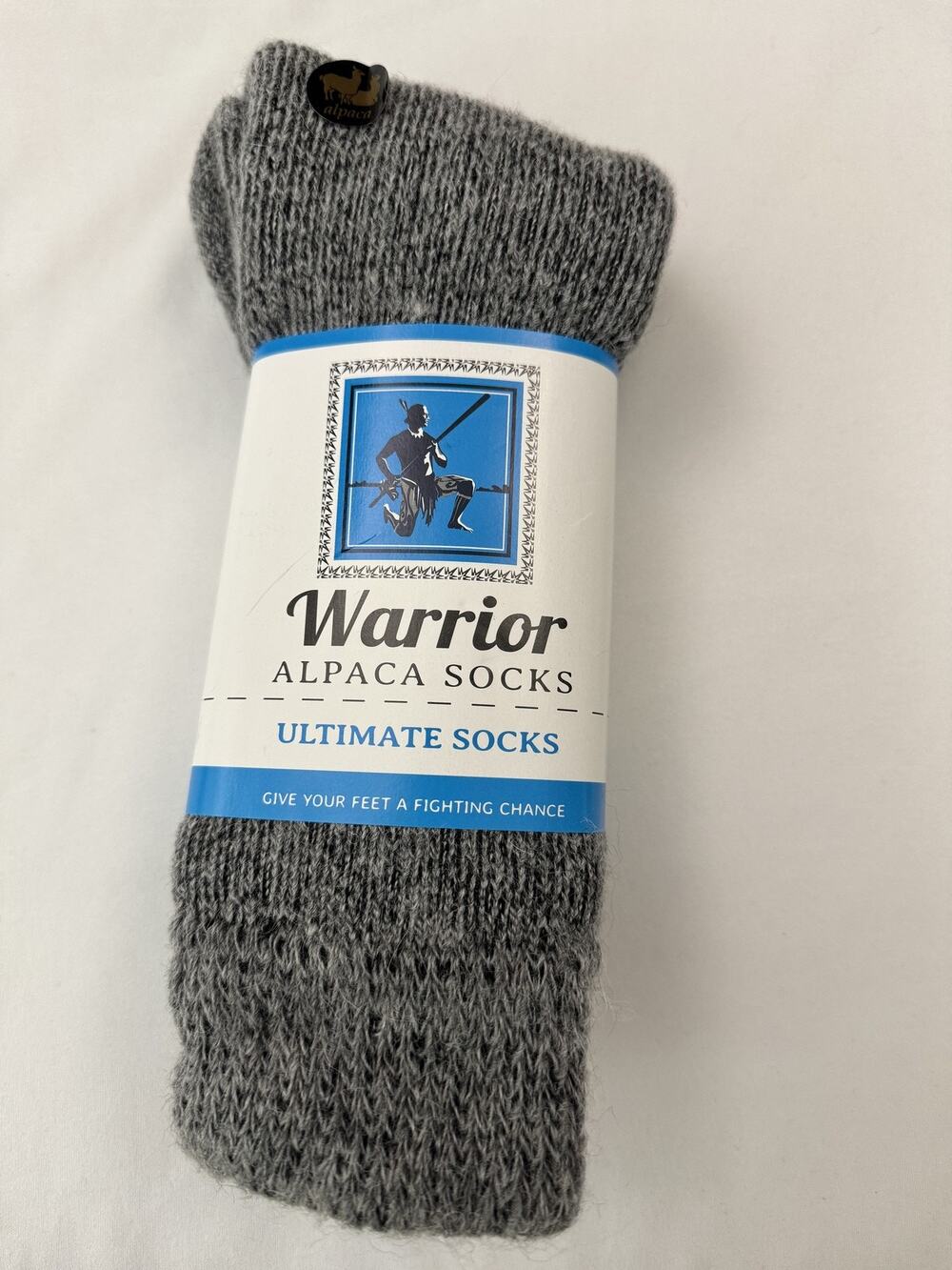 Warrior Alpaca Socks Mens 4.5-8.5 Womens 6-9.5 Gray Wool Crew Thermal Sz Medium